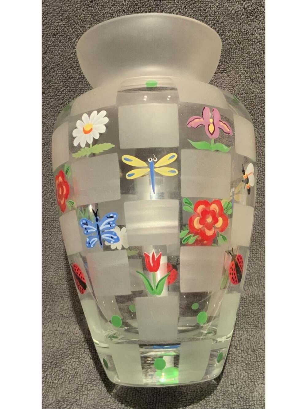 Lenox 8.5” ‘Natures Splender’ Crystal Hand Painted Glass Vase Signed